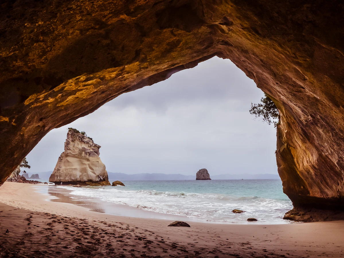 Coastal rock arch at Cathedral Cove on the Coromandel Peninsula